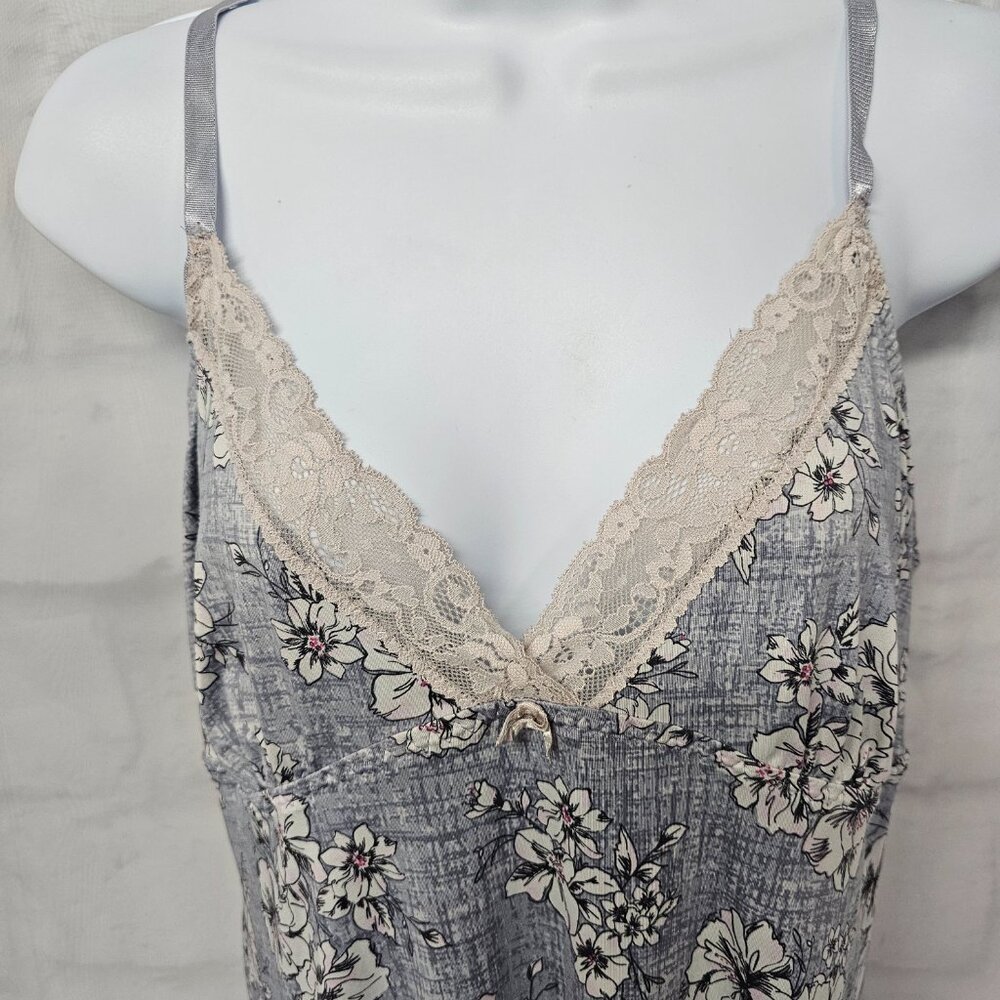 Vintage Laura Ashley Dress Babydoll Y2K Slip Lace Floral Mini Gray Fairy L - Picture 3 of 12